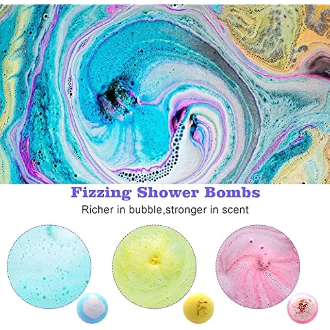 Bath Bombs Gift Set 12 Packï¼ŒShower Steamers Shower Bombs Bubble Bath Bath Essentials Self Care and Relaxation Stress Relief Gifts Card Birthday for Women Skin Moisturize, Kid Safe - Image 4